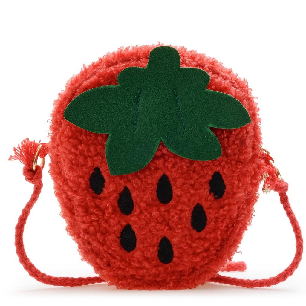 Adorable Mini Plush Strawberry Cartoon Shoulder Bag For Kids Fashionable And Cute