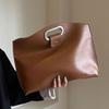 Yogodlns Solid Color Pu Leather Bag For Women's Fashion Large Capacity Hand-Held Bag For Work Commuting Clutch Tote Bag