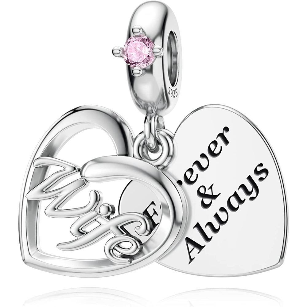 Copper Mother Sisters Daughter Friend Pink Heart-Shaped Charm Pendant Fit For Original Pendant Bracelet Diy Women'S Jewelry