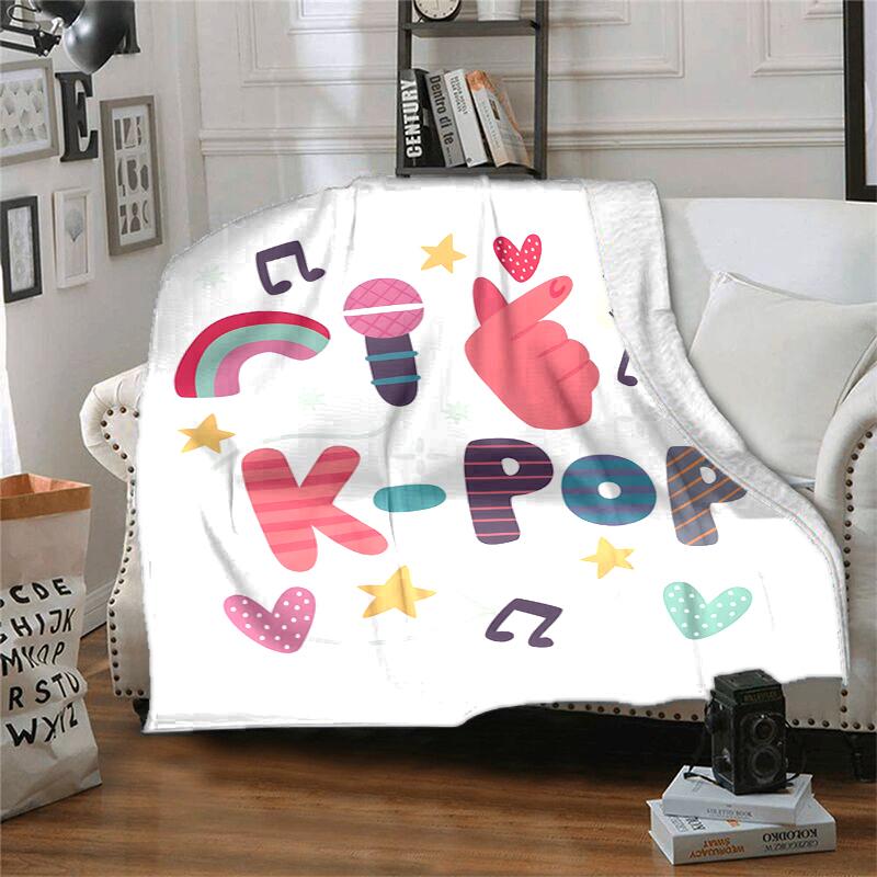KPOP Flannel Blanket Soft Warm All-Season Throw, Design for Camping, Car Travel, Hiking Sofa, Bed, Office Perfect Gift for Parties