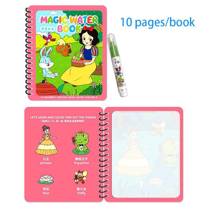 Bambini Montessori Libro da colorare riutilizzabile Libro da disegno con acqua magica Libro da disegno per dipingere Giocattoli per l'educazione precoce sensoriale per bambini