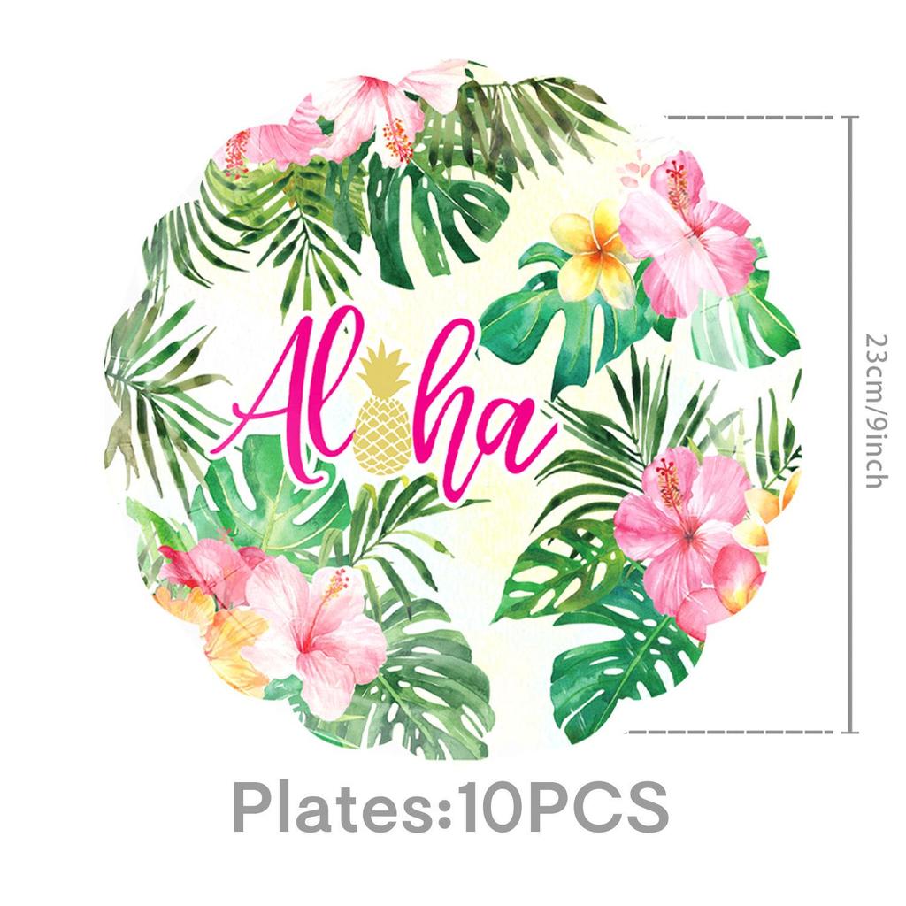 Hawaii Flamingo Summer Party Paper Tableware Set: Plates, Cups, Napkins, Tablecloth, Cutlery