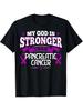 1pc Pancreatic Cancer Awareness T-Shirt with  My God Is Stronger Than Pancreatic Cancer  Message & P
