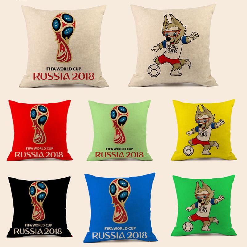 Soccer Fans World Cup 32 Teams Cotton Pillowcase With Emblem For Home Bar Lounge