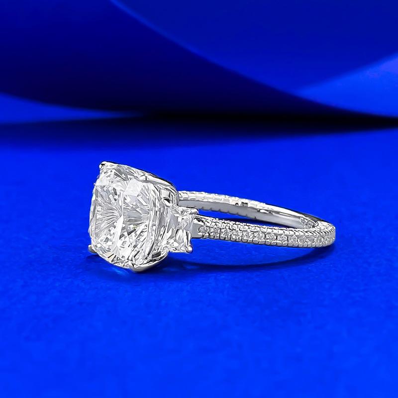 Wind High Carbon Diamond Pad Ring Whole Body 10 * 10 White Diamond Wind Simple Women'S Ring Ring