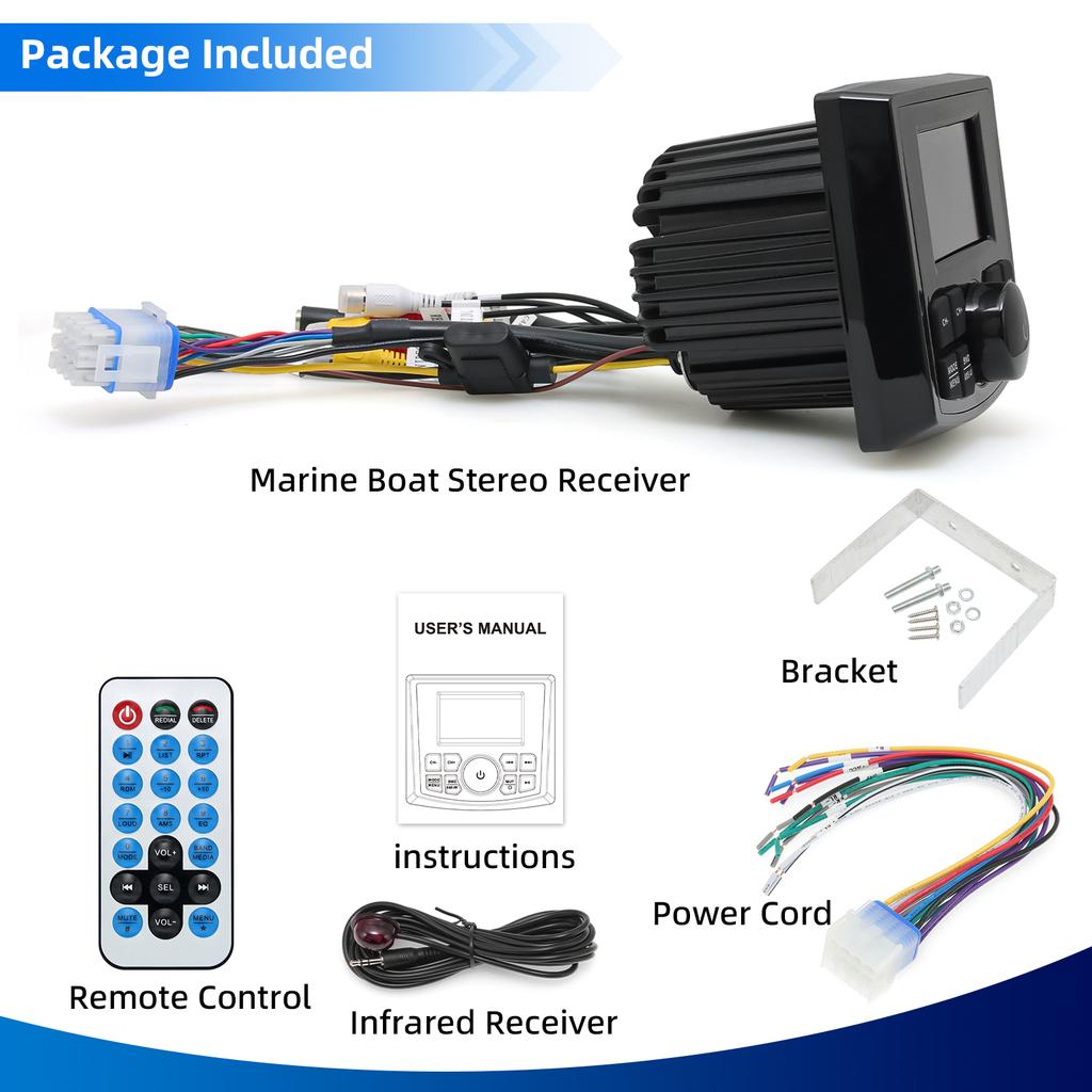 MP3 / MP5 Marine Radio Boat Stereo Bluetooth-compatible FM AM Media Audio System Waterproof Accessories For Yacht ATV UTV SUV