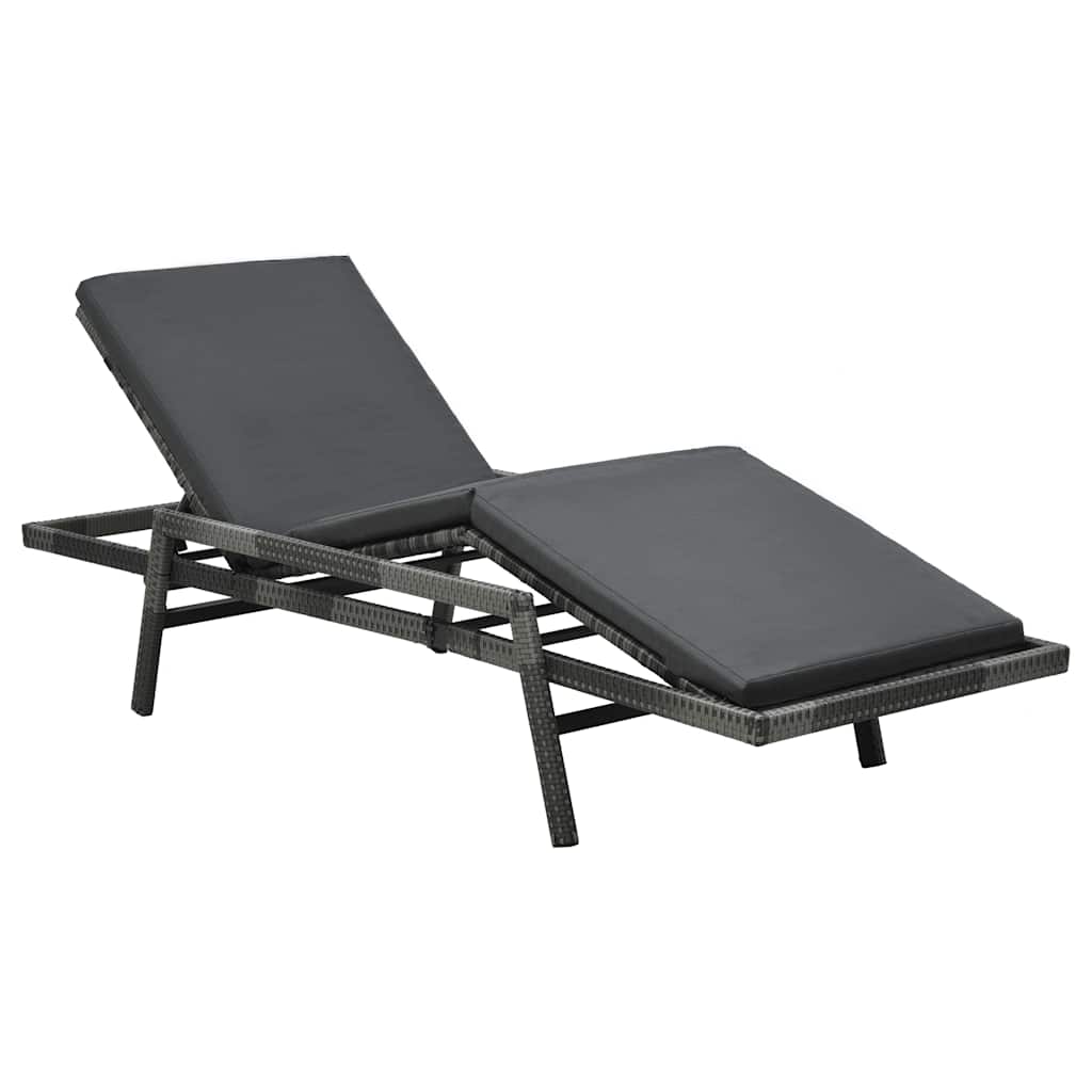 VidaXL Sonnenliege mit Auflage Poly Rattan Grau