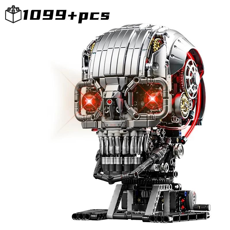 Mechanical T-Rex Skull Building Blocks Creative Technical MOC Model Kit STEM Educational Construction Toy for Adults Kids Gift