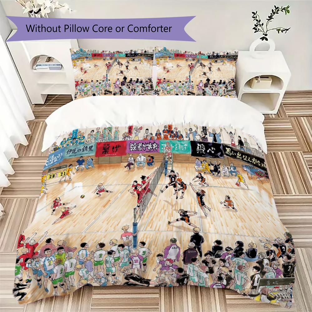 Haikyu!! Pattern Bedding Uilt Set Uilt Cover Pillowcase Home Decoration Birthday Gift (1 * Duvet Cover + 2 * Pillowcase Without Core)