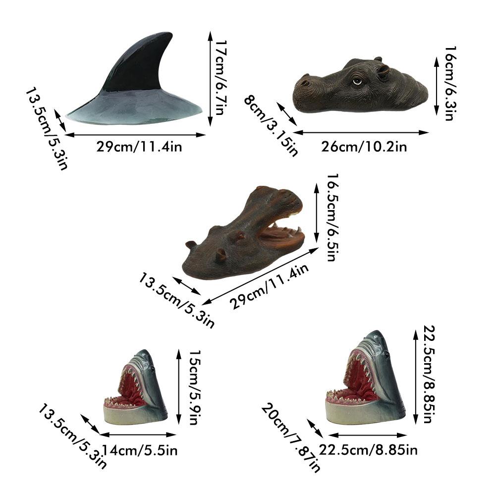 Pond Floating Decoration Hippo Shark Head Garden Pond Floating Animal Ornaments  Friendly Realistic Decorations Pool, Garden