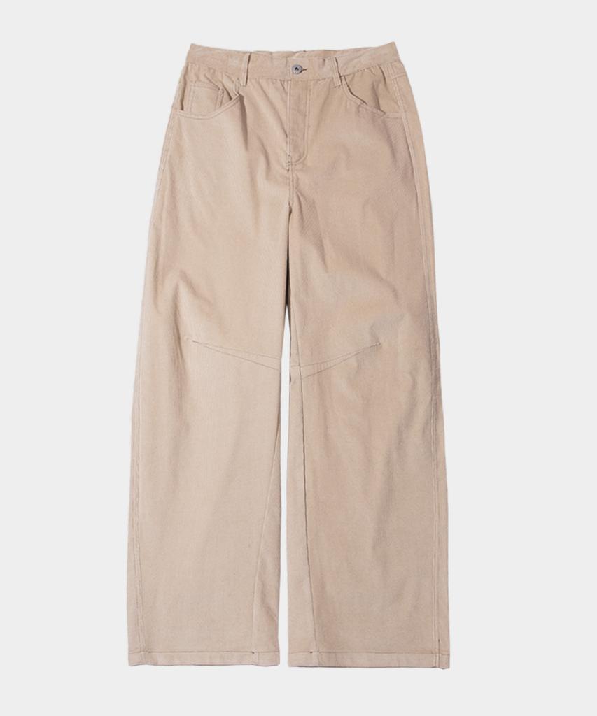 SOME PLACE Balloon Wide Corduroy Stitch Point Cotton Pants [Brown]