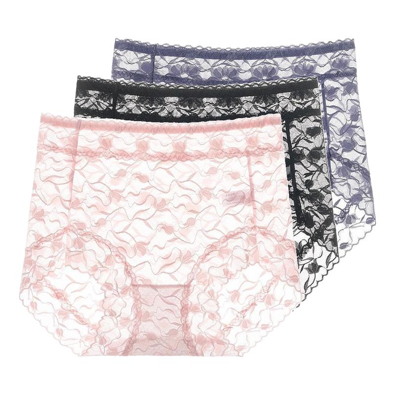 

Women s High Waisted Lace Underwear, Transparent Mesh Briefs, Breathable Stretchy Sexy Panties, Large Size Lingerie 3XL