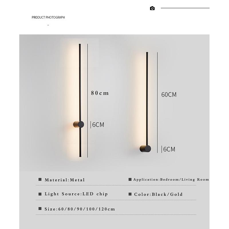 Fumi  Contemporary Long Strip Wall Lamp,  Led  Minimalist Indoor Wall Light For Indoor Living Room Bedroom,dining Room,bathroom