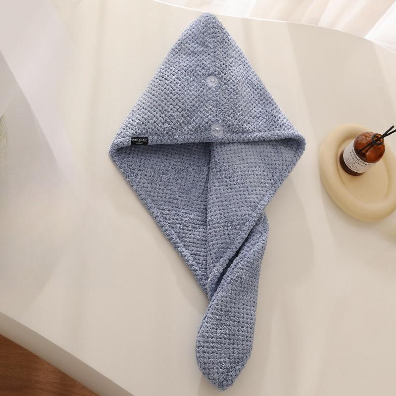 Dry Hair Cap Female Thickened Absorbent Double-layer Coral Fleece Bag Head Towel Pineapple Grid Shower Cap Hair Towel