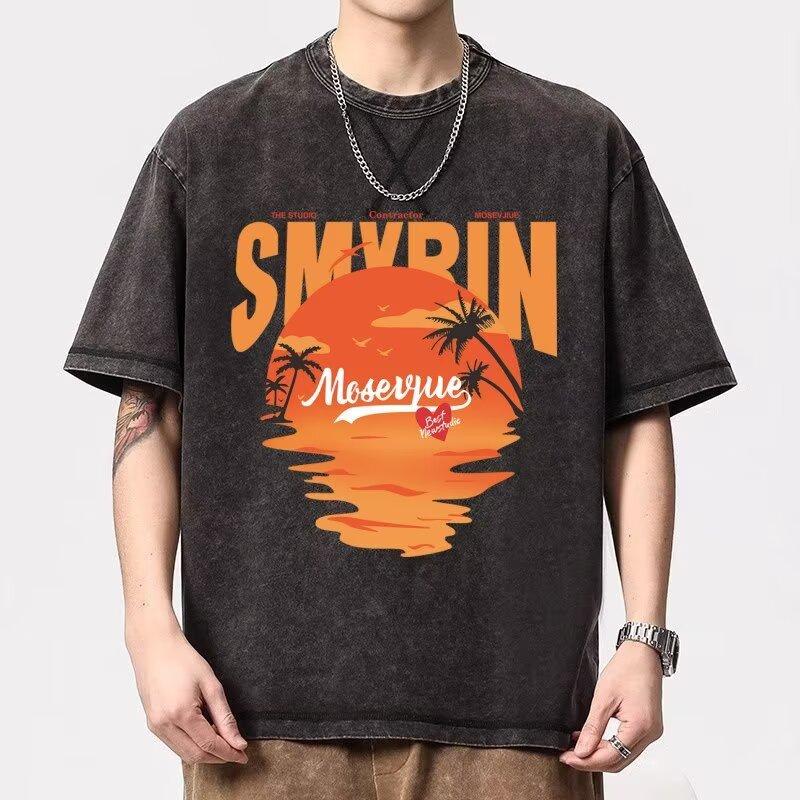 

Short Sleeve Men s Summer New Loose Casual Simple Half Sleeve Clothes Ins Hong Kong Style Youth Student Round Neck T-Shirt Trendy M сірий колір