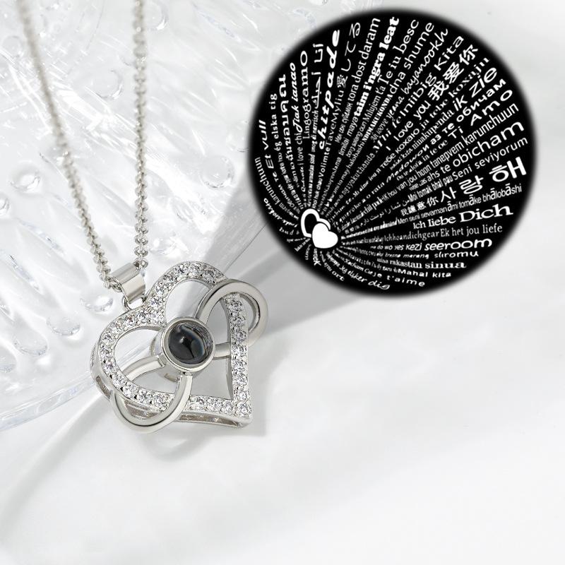 One Hundred Sentences I Love You Love Necklace, High-End Projection Stone One Hundred Languages Love Necklace