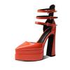 European/american Style Summer Thick Heels High Heels Wrapped Sandals Women's Pointed Belt Buckle Fashionable Women's Shoes