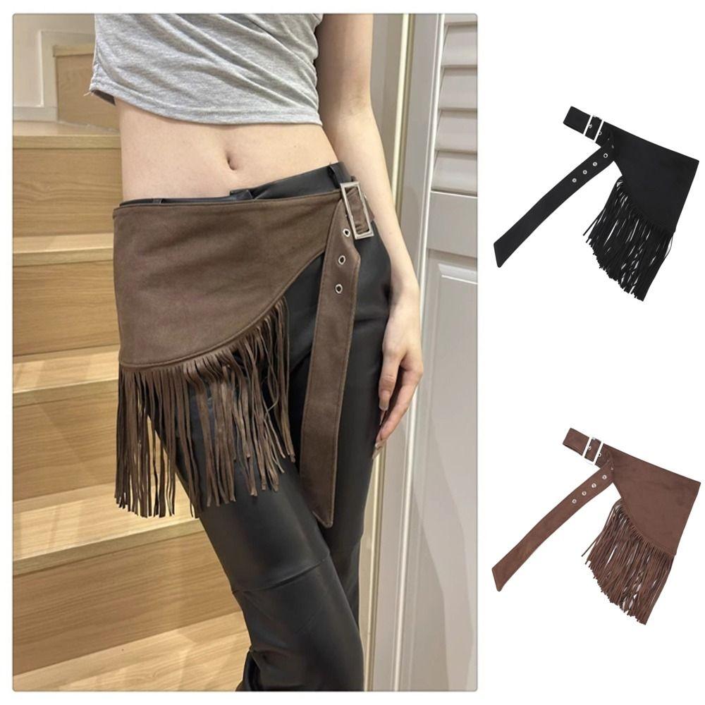 Triangle Tassel Waist Belt Solid Color Dress Belt Versatile Waist Cover for Women
