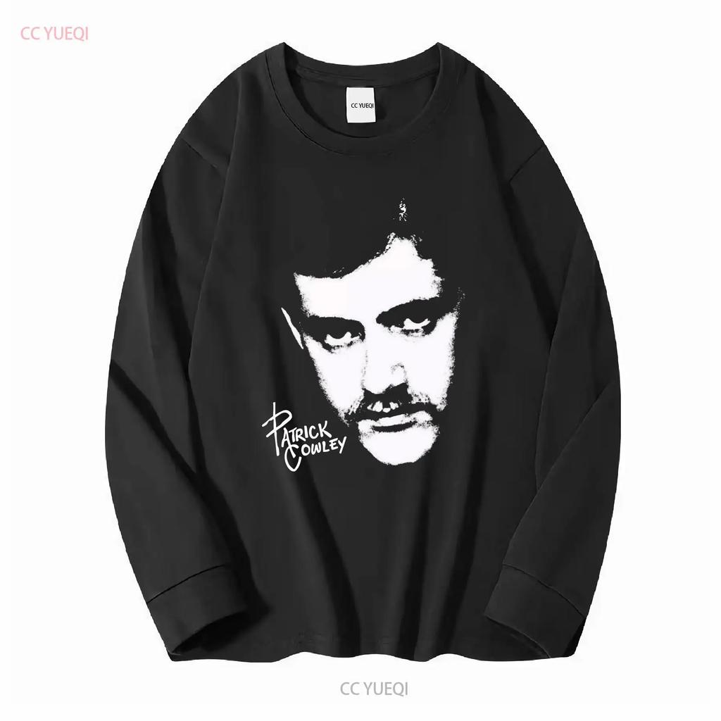 Signaturní tričko Patrick Cowley Černé s dlouhým nebo krátkým rukávem vintage Prané streetwearová móda Prodyšné Ležérní Všestranné Měkké