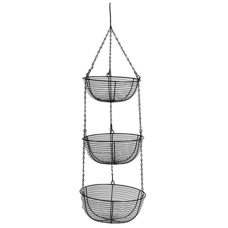 European Wrought Iron 3-Tier Detachable Fruit Basket and Cradle for Home Decor