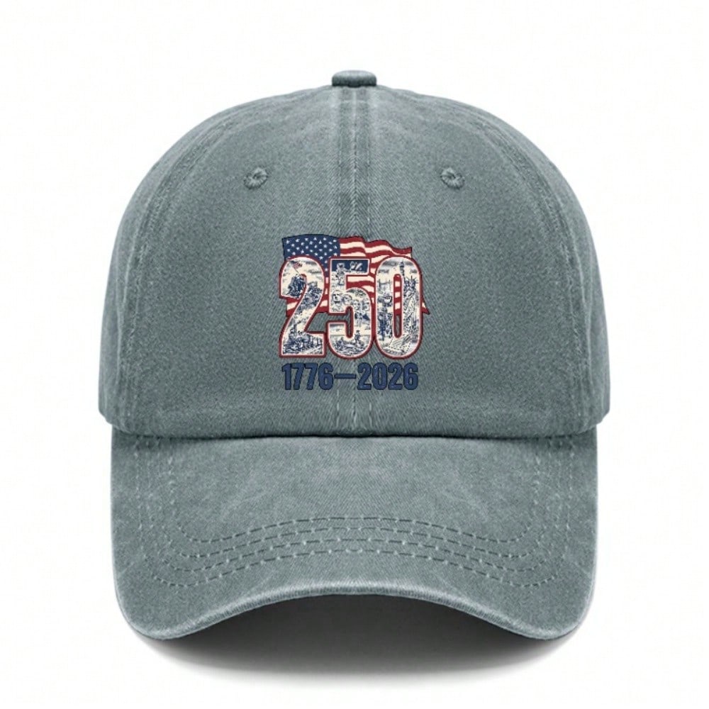 2026 Commemorative Baseball Hat - Vintage Washed Unisex Polyester Adjustable Curved Brim Hat Patriotic Streetwear Baseball Cap For Independence Day