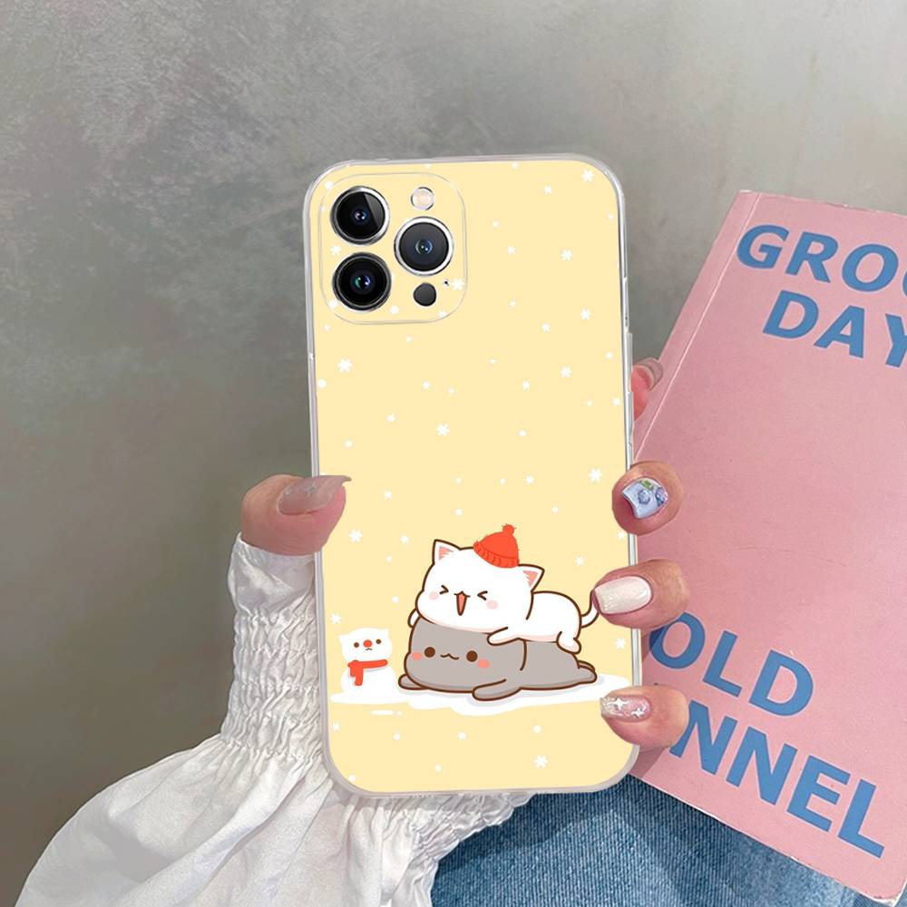 Cartoon Cute Cats TPU Silicone Case for IPhone 11 12 13 14 15 16 17 Pro Max Shockproof Clear Back Cover