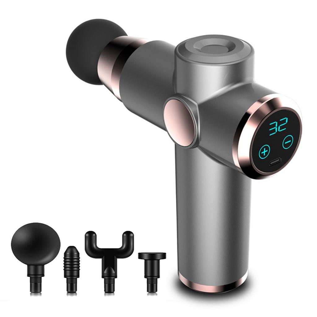 

Электрический перкуссионный массажер Перкуссионные массажные пистолеты Ручное терапевтическое устройство для расслабления Ударная вибрация Глубокие мышцы серый