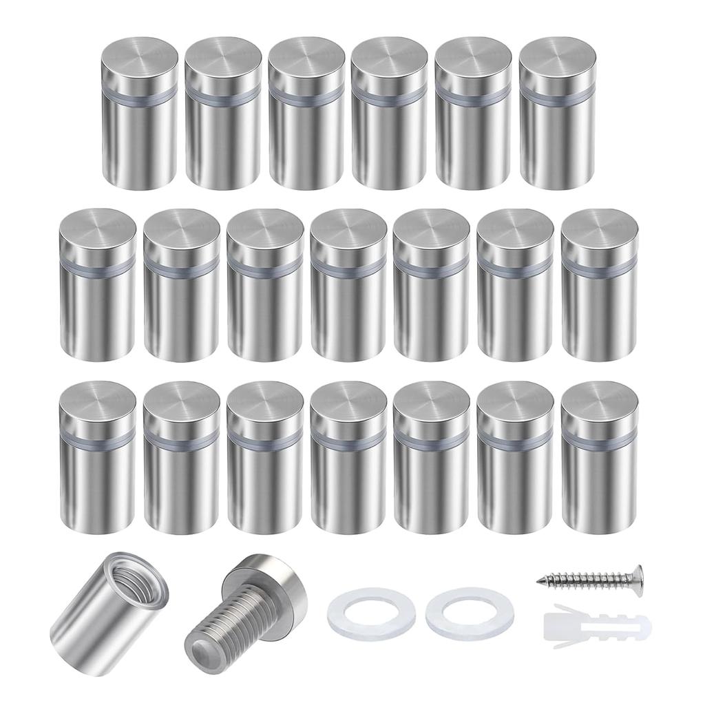 Standoff Screws 1/2 x 3/4 Inch 20 Pack Sign Standoffs 0.5 Inch Stainless Steel Stand Off Wall Mounts Advertising Screws Mounting Hardware for Acrylic