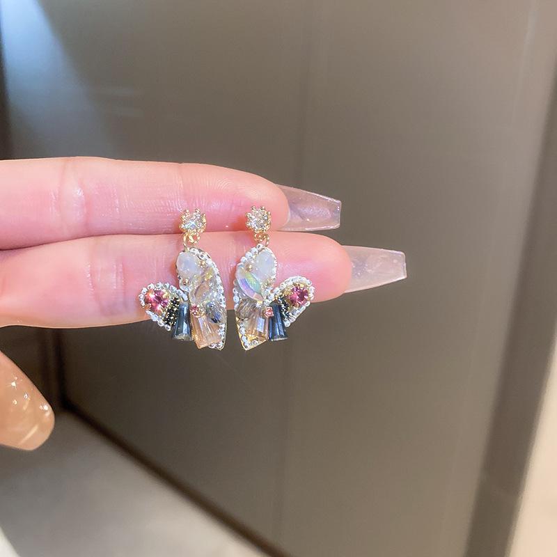 GemChic Women's Earrings Trendy Ear Stud Needle Gradient Imitation Gem High-Grade Earrings Exquisite Birthday Christmas Jewelry Gift