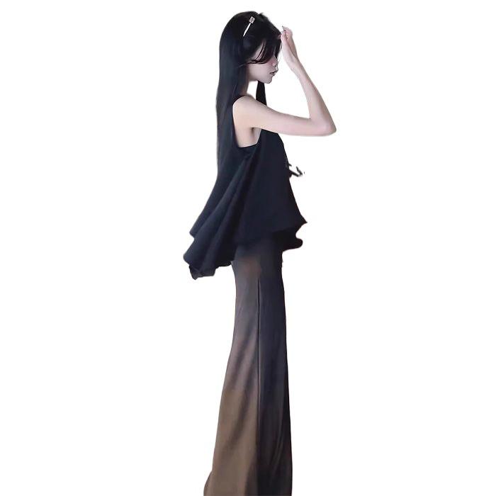 High-Waisted Elegant Acetate Skirt Suit - 2026 Summer Loose Sleeveless Two-Piece Set