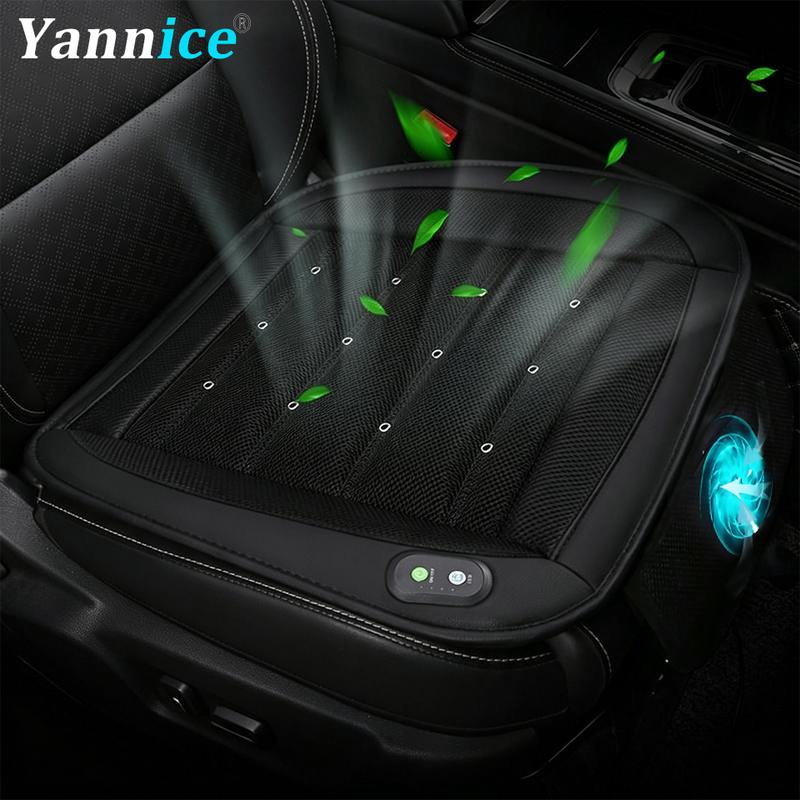 12V Universal Car Seat Cushion Fast Blow Ventilation Cooling Fan 3D Spacer Square Auto Seat Cover Breathable Summer Driving Mat