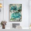 Blue flowers Gold lace noble decorative poster landscape oil painting canvas art printing
