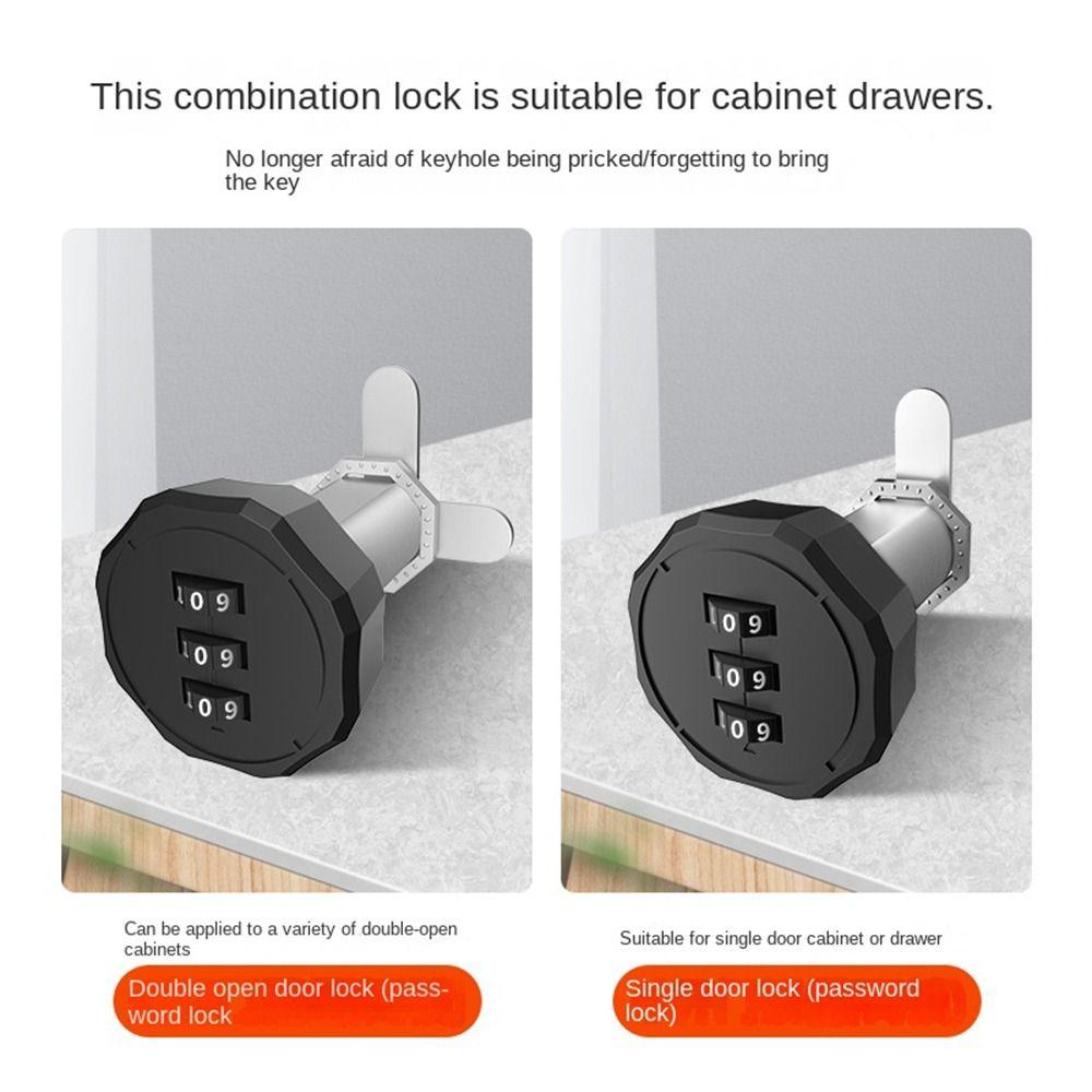 New Zinc Alloy Password Lock Anti-theft 3 Digital Code Combination Lock Hardware Furniture Drawer Lock Cupboard Drawer