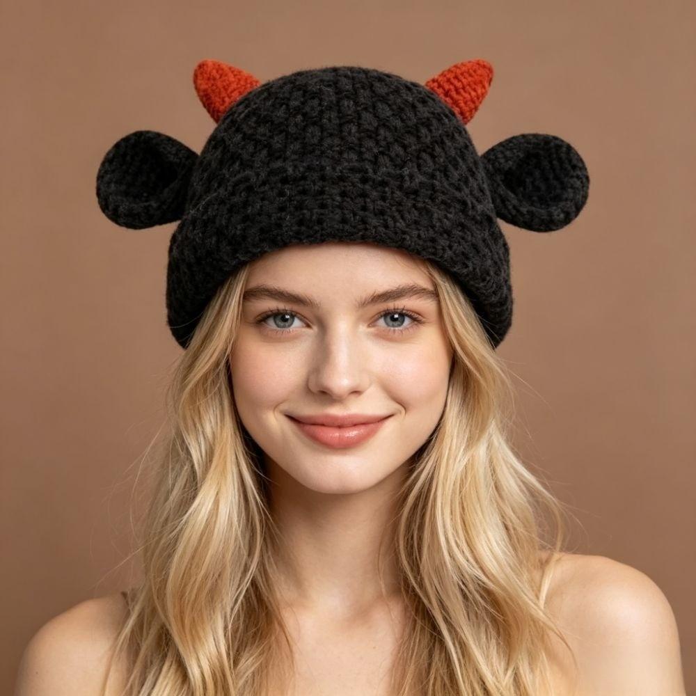 Cute Ear Horn Ear Knitted Hat Keeping Warm Women's Hat Cute Beanies Cap Autumn