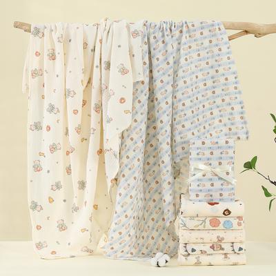 2026 New Cute Cartoon Blanket Gauze Newborn Swaddle Blanket Double Layer Printed Breathable Thin Cover Blanket