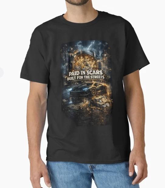 Paid In Scars Built For The Streets Luxury Gangster Streetwear Car T-Shirt M