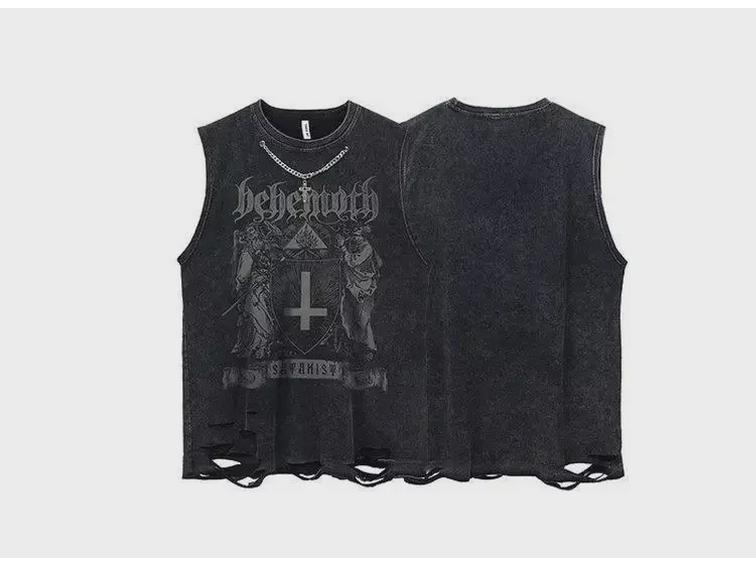 Trendy herreermløs hiphop-vest: Moderne High Street-mote