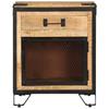 Table de chevet - Bois de manguier massif - 43x30x51 cm - 1 tiroir - Style industriel - Marron et noir