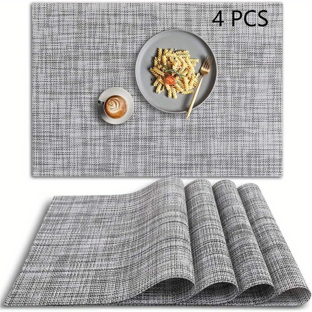 

4 PCs/Pack Washable Vinyl PVC Placemat, Non-Slip Placemats, Heat Resistant Place Mats, Gray Placemats 45x30cm світло-сірого кольору