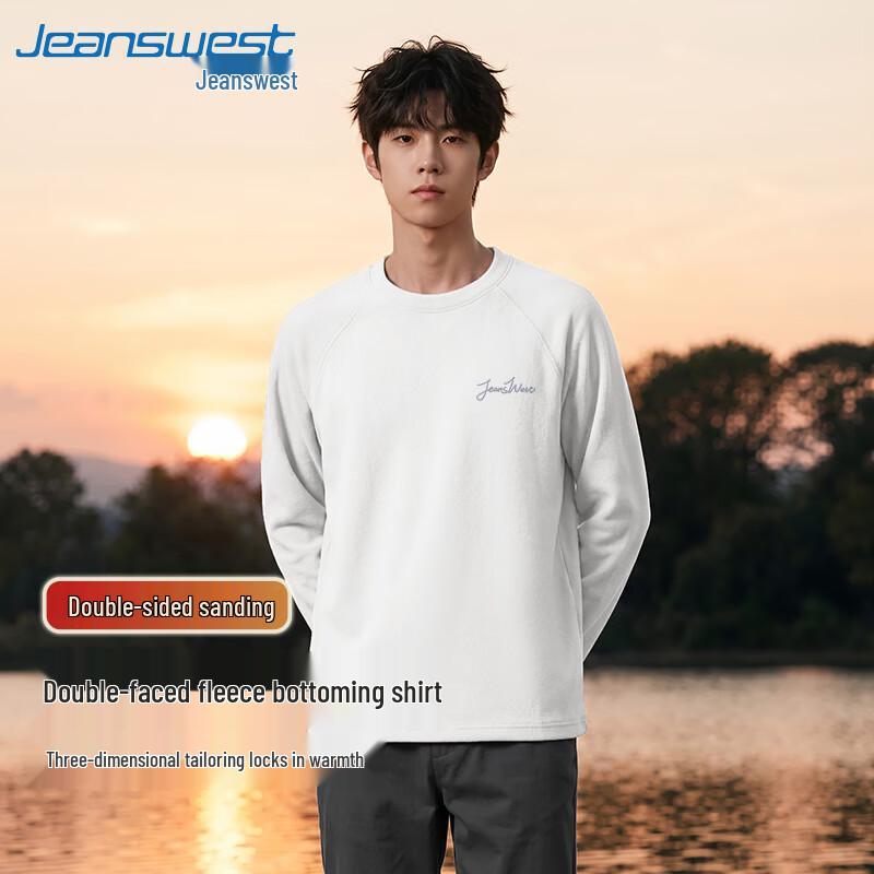 Jeanswest Men's 2026 Autumn/Winter Double-sided Fleece Long Sleeve T-shirt
