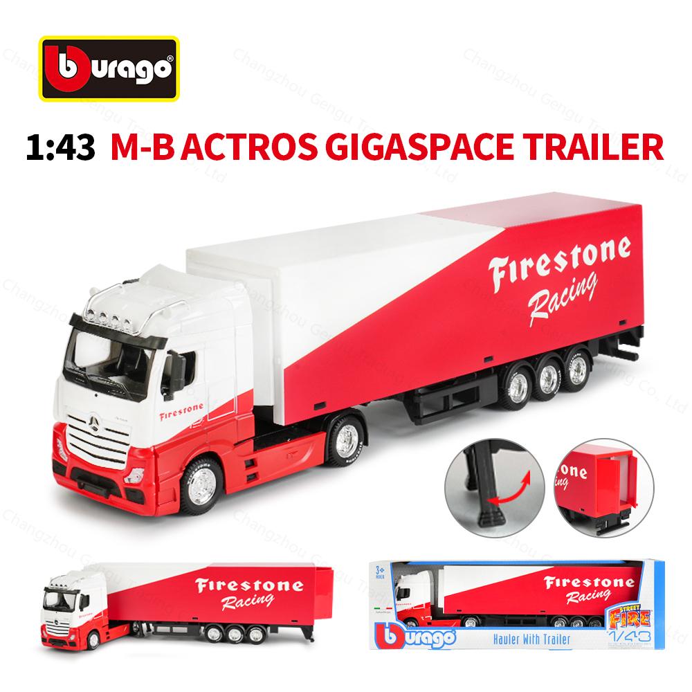 

Bburago 1:43 Mercedes-Benz Actros GigaSpace Trailer Heavy Tractor Truck Black Die Cast Collectible Hobbies Model Toys