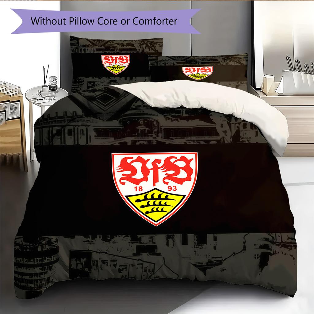 Set Copripiumino Trapuntato con Motivo VfB Stuttgart Decorazione per la Casa Regalo (1 * copripiumino + 2 * federe senza imbottitura)