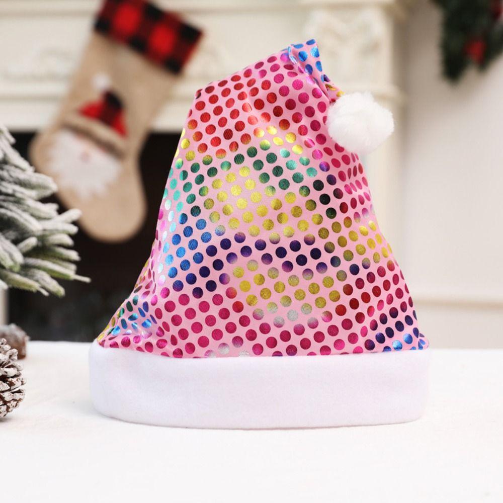 Printed Beads Christmas Hat Merry Christmas Decoration Plush Beanie Gift Santa Claus Hat  Party