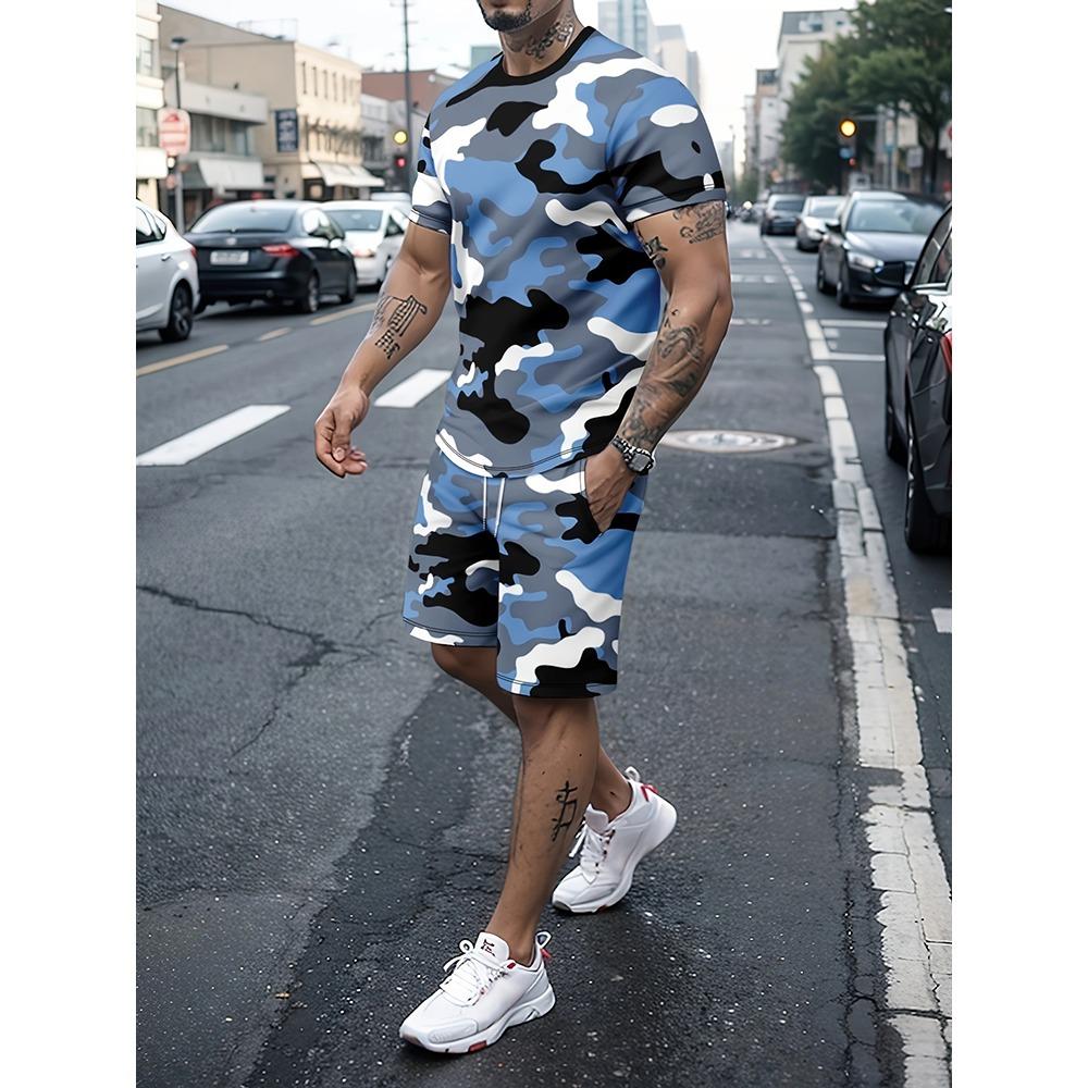 Summer Outdoor Street Fashion Men's T-shirts Everyday Casual Men's Athletic Shorts T-shirts And Shorts Men's Sets