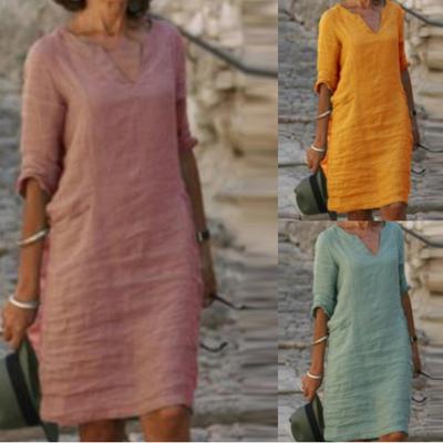 Women Half Sleeve V-Neck Casual Hot Vacation Short Dress