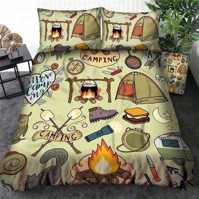Camping Auto Bettbezug Reise Thema Bettwäsche Set Cartoon Tier Camping Bettbezug Full King Für Teenager Erwachsene Camper Geschenke