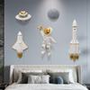 Star Astronaut Rocket Spaceship Accessories UFO Aircraft Resin Wall Decoration Children's Room Space Astronaut Wall Murals Items