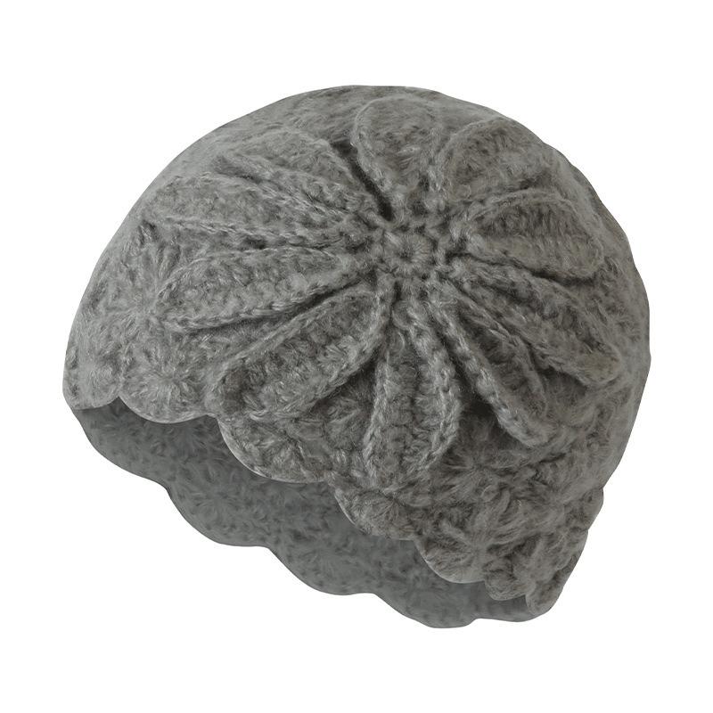 Autumn and Winter Flower Knitted Hat Versatile Casual Hat Fashionable Personality Niche Three-dimensional Crochet Pullover Hat