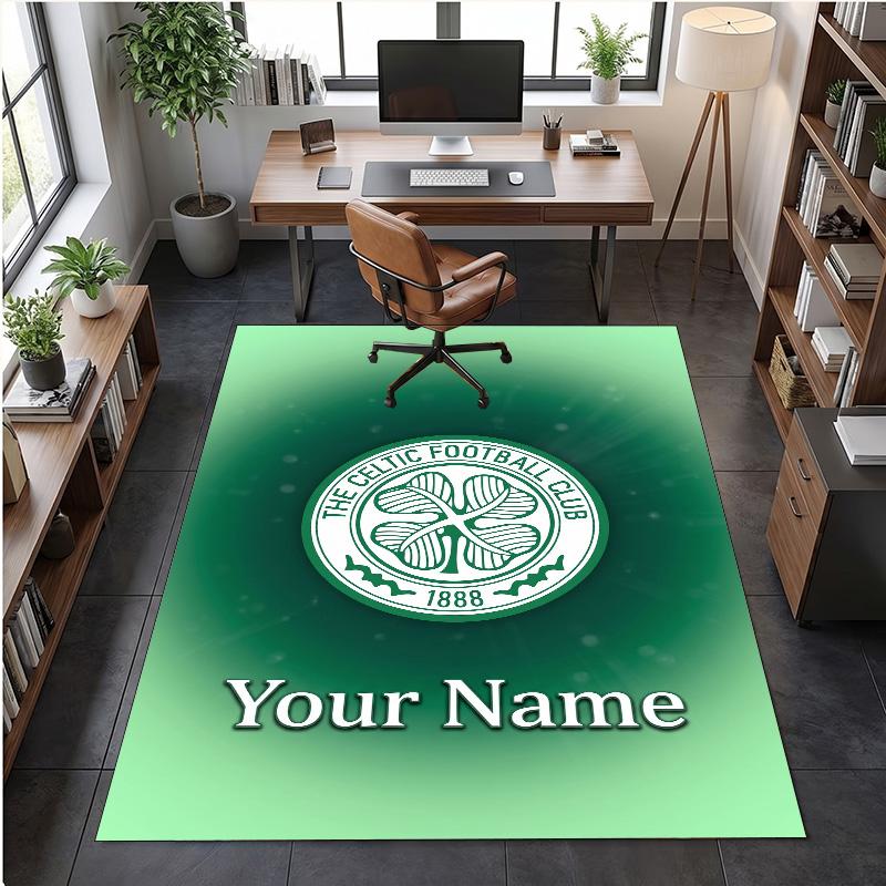 Crystal Velvet Rug Celtic FC Print Custom Name Text Floor Mat Home Decor
