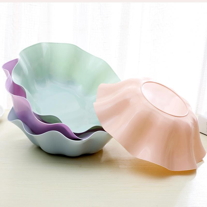 Lotus Leaf Edge Fruit Plate Plastic Candy Plate Living Room European Melon Seed Fruit Pot Snack Fruit Box Household Dried Fruit Plate